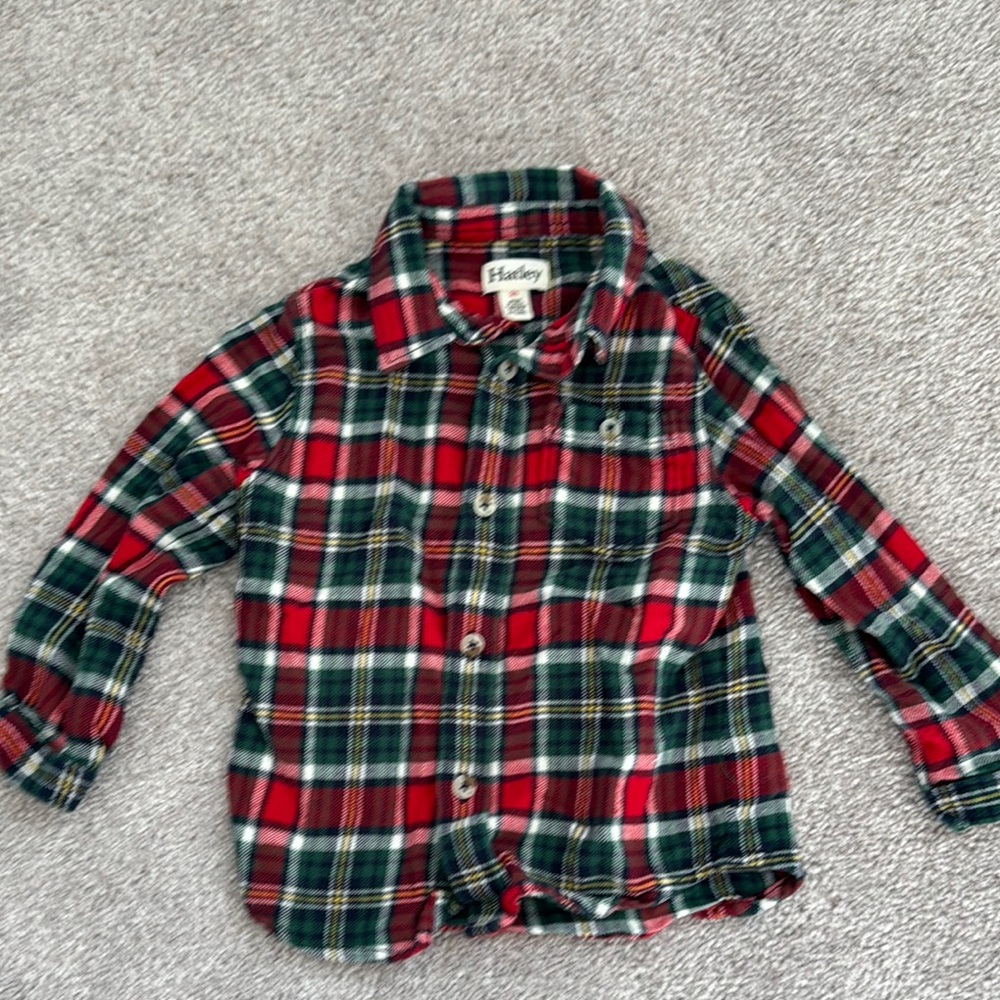 Hatley Red and Green Button Down Shirt Classic Plaid Design